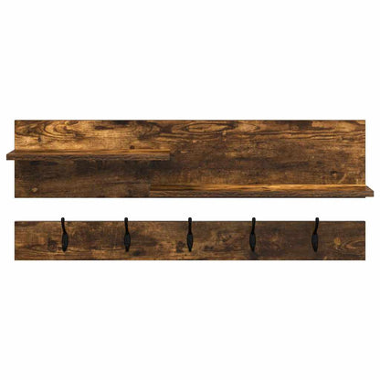 Appendiabiti a muro con lo scaffale Rovere fumé 90 x 15 x 36 cm | homemem39