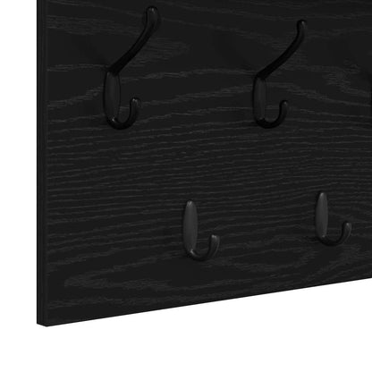 Appendiabiti a muro con lo scaffale Rovere Nero 80 x 40 x 12 cm