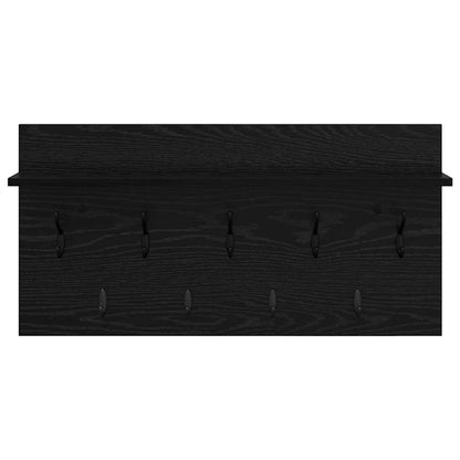 Appendiabiti a muro con lo scaffale Rovere Nero 80 x 40 x 12 cm