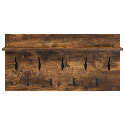 Appendiabiti a muro con lo scaffale Rovere fumé 80 x 40 x 12 cm