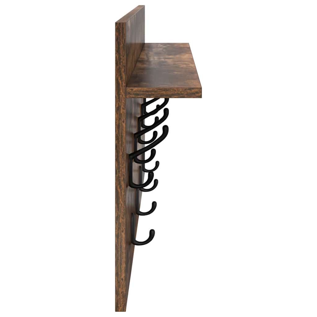 Appendiabiti a muro con lo scaffale Rovere fumé 80 x 40 x 12 cm