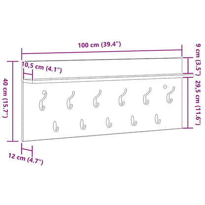 Appendiabiti a muro Bianco 100 x 40 x 12 cm Legno multistrato | homemem39