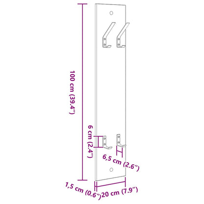 Appendiabiti a muro rovere sonoma 20 x 1.5 x 100 cm