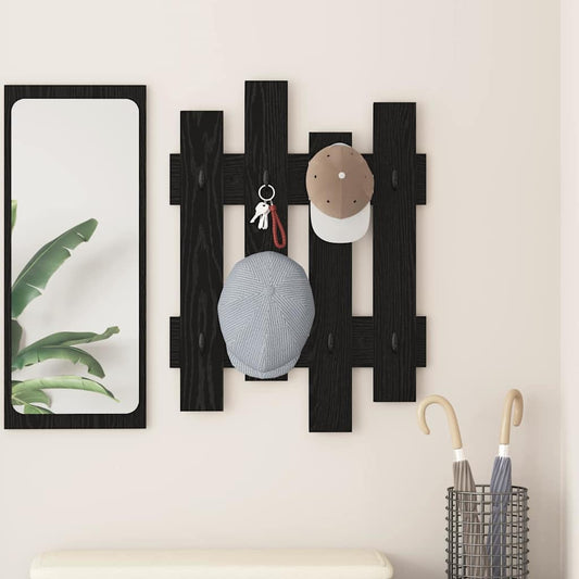 Appendiabiti a muro Rovere Nero 60 x 3 x 82 cm