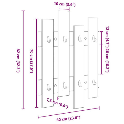 Appendiabiti a muro A parete Rovere artigianale 60 x 3 x 82 cm | homemem39