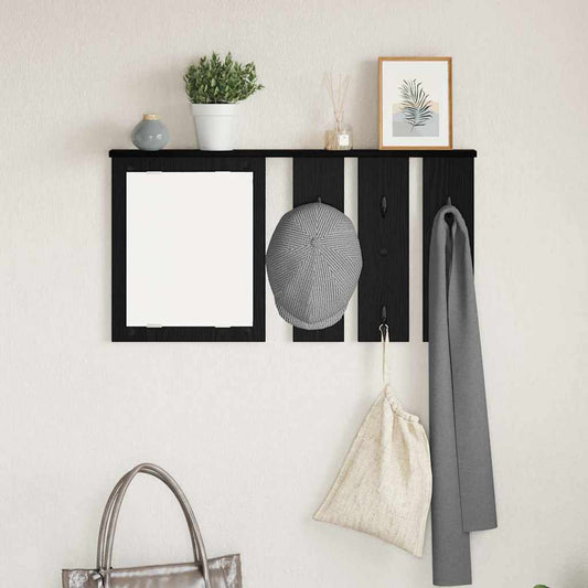 Appendiabiti a muro con lo scaffale Rovere nero 85 x 10 x 45 cm