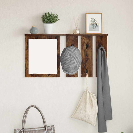 Appendiabiti a muro con lo scaffale Rovere fumo 85 x 10 x 45 cm