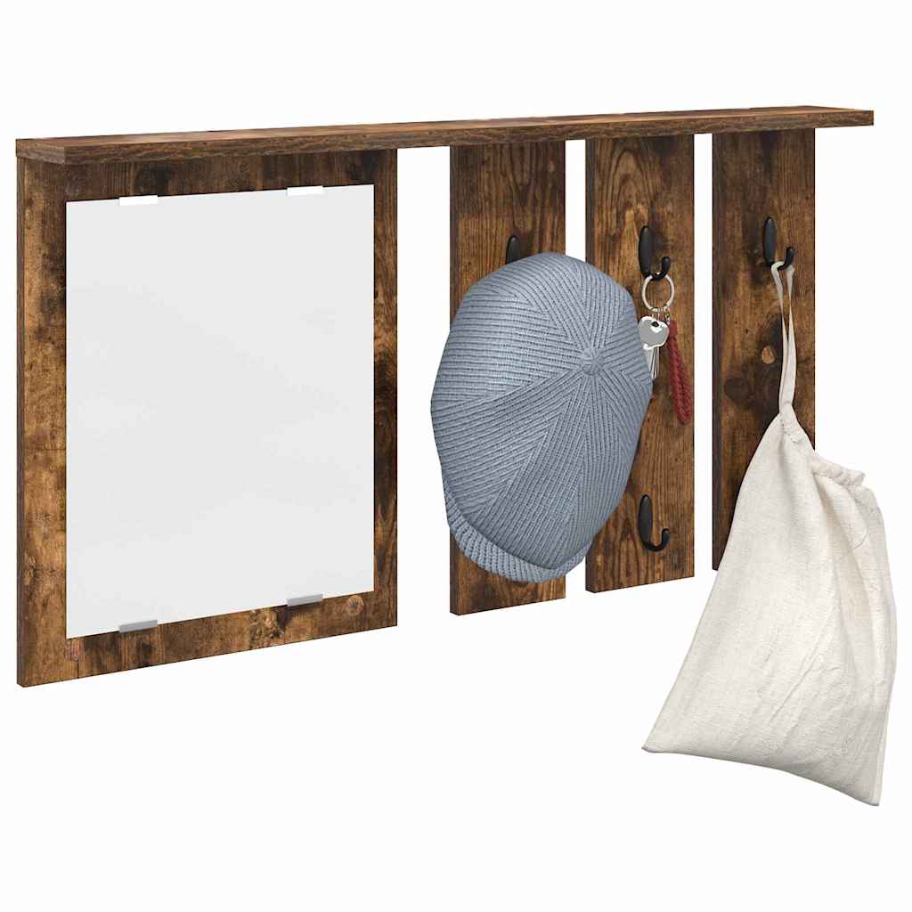 Appendiabiti a muro con lo scaffale Rovere fumo 85 x 10 x 45 cm | homemem39