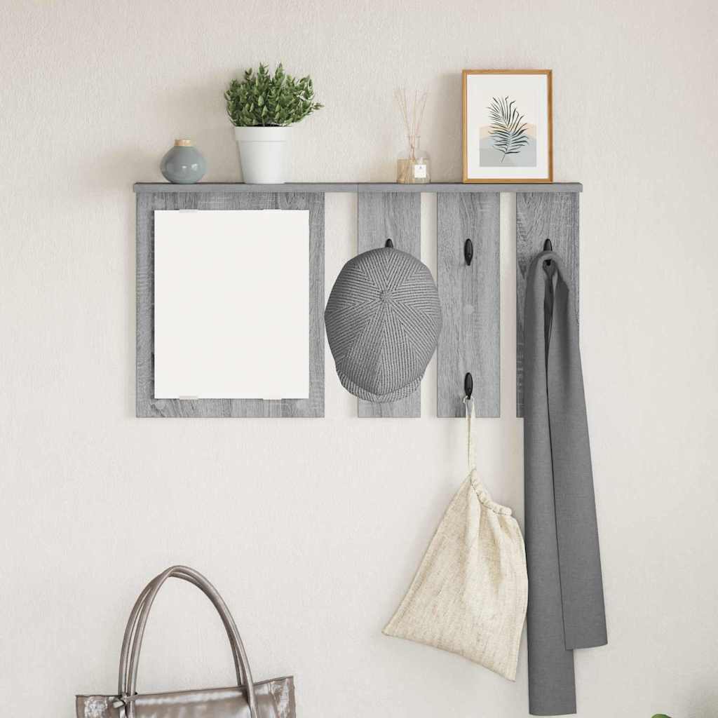 Appendiabiti a muro con specchio Grigio sonoma 85 x 10 x 45 cm | homemem39