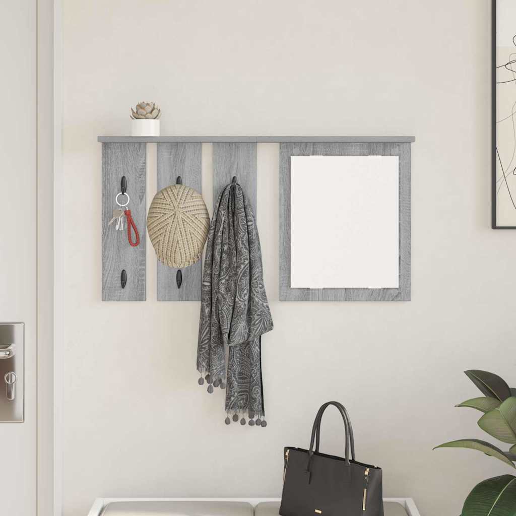 Appendiabiti a muro con specchio Grigio sonoma 85 x 10 x 45 cm | homemem39
