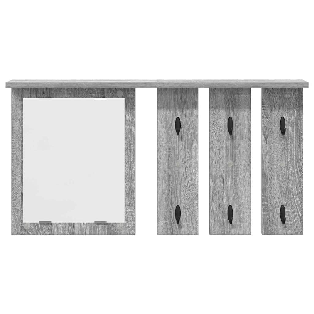 Appendiabiti a muro con specchio Grigio sonoma 85 x 10 x 45 cm | homemem39