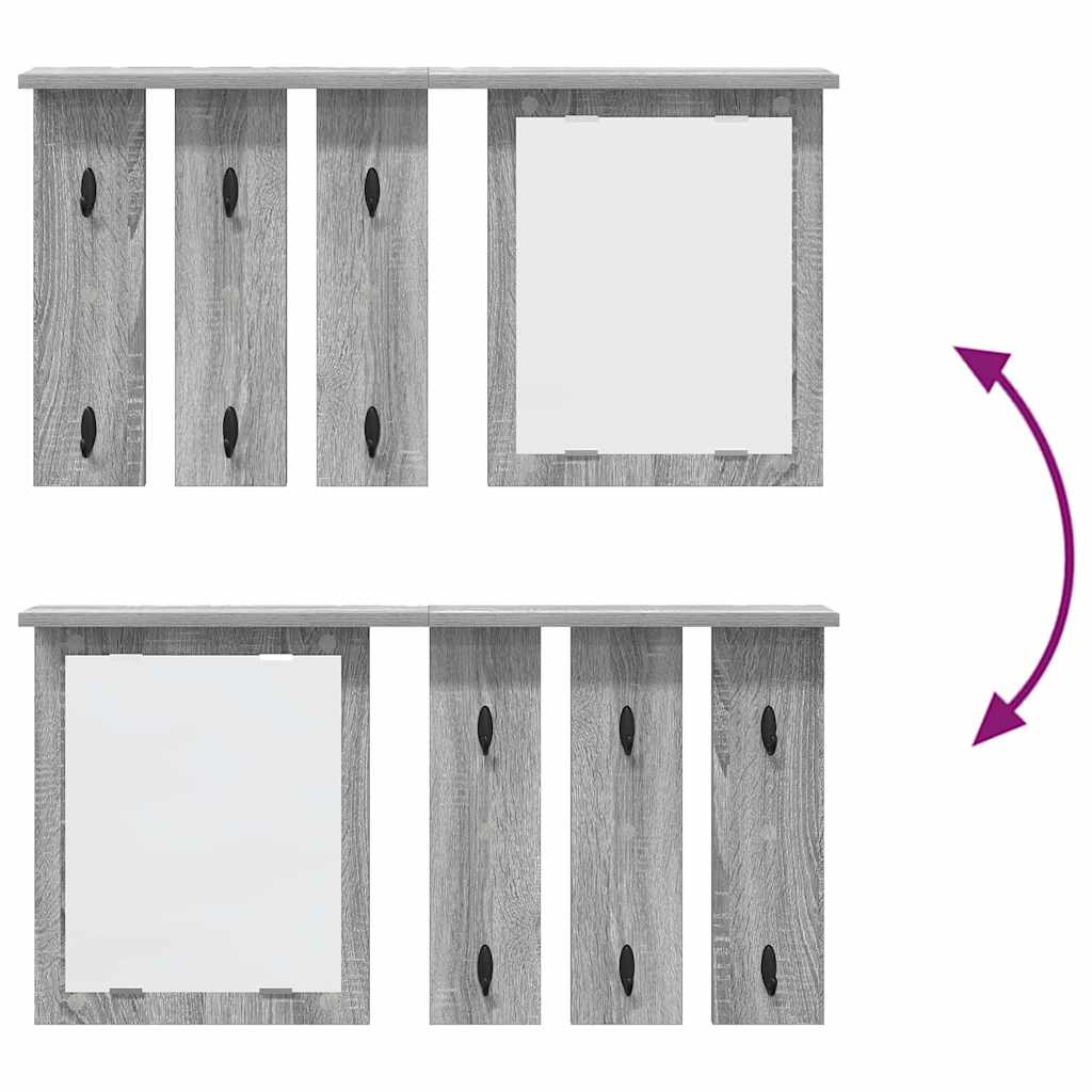 Appendiabiti a muro con specchio Grigio sonoma 85 x 10 x 45 cm | homemem39
