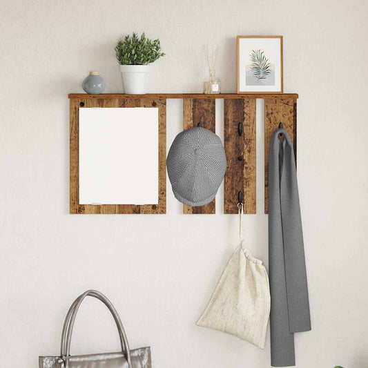Appendiabiti a muro con specchio Legno vecchio 85 x 10 x 45 cm | homemem39