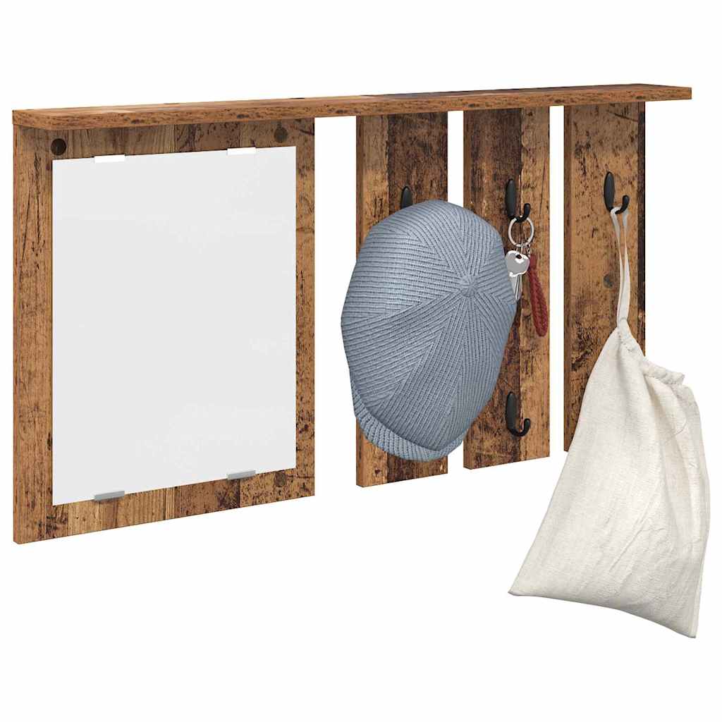 Appendiabiti a muro con specchio Legno vecchio 85 x 10 x 45 cm | homemem39
