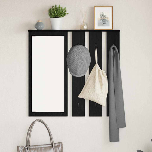 Appendiabiti a muro con lo scaffale Rovere nero 84 x 10 x 80 cm