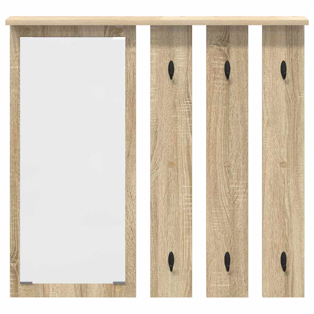 Appendiabiti a muro con specchio rovere sonoma 84 x 10 x 80 cm