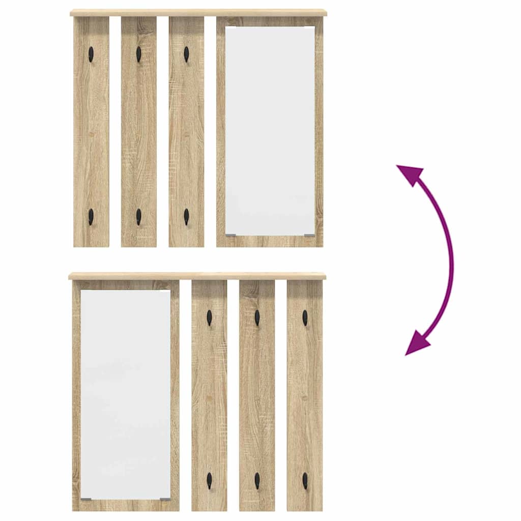 Appendiabiti a muro con specchio rovere sonoma 84 x 10 x 80 cm