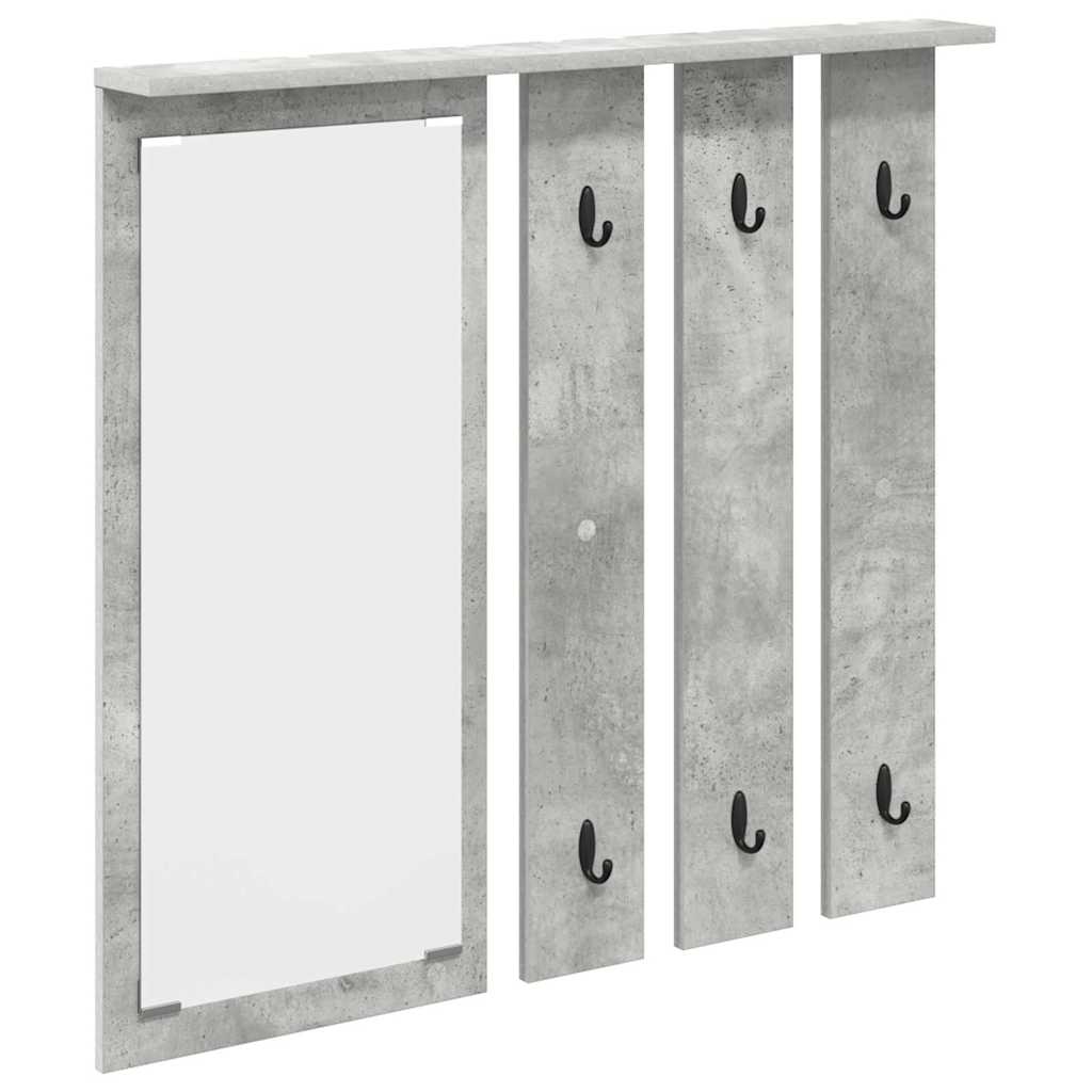 Appendiabiti a muro con specchio Grigio cemento 84 x 10 x 80 cm