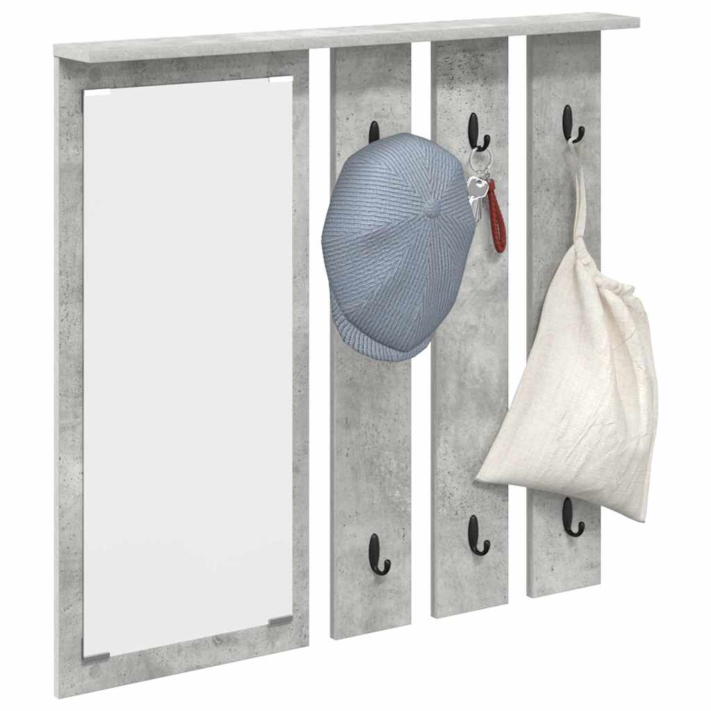 Appendiabiti a muro con specchio Grigio cemento 84 x 10 x 80 cm