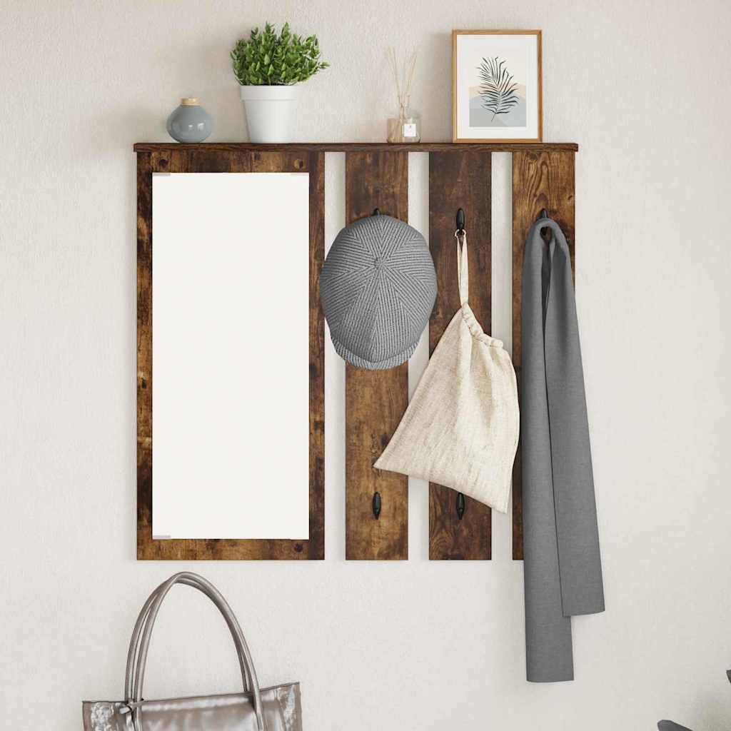 Appendiabiti a muro con lo scaffale Rovere fumo 84 x 10 x 80 cm | homemem39