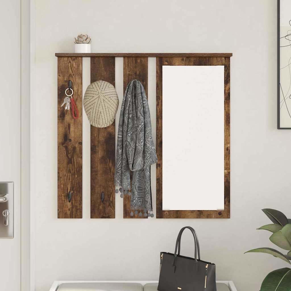 Appendiabiti a muro con lo scaffale Rovere fumo 84 x 10 x 80 cm | homemem39