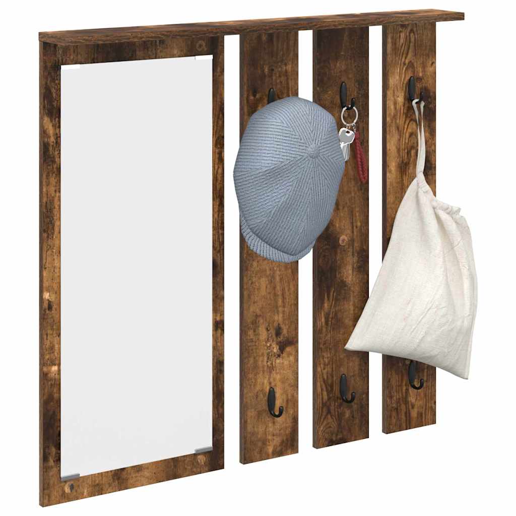 Appendiabiti a muro con lo scaffale Rovere fumo 84 x 10 x 80 cm | homemem39