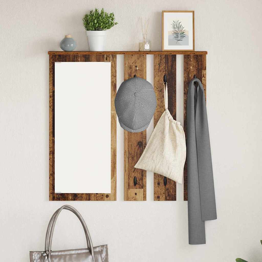 Appendiabiti a muro con specchio Legno vecchio 84 x 10 x 80 cm | homemem39