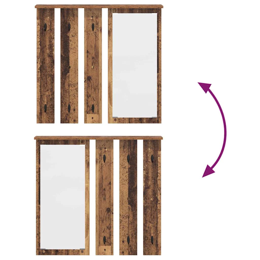 Appendiabiti a muro con specchio Legno vecchio 84 x 10 x 80 cm | homemem39