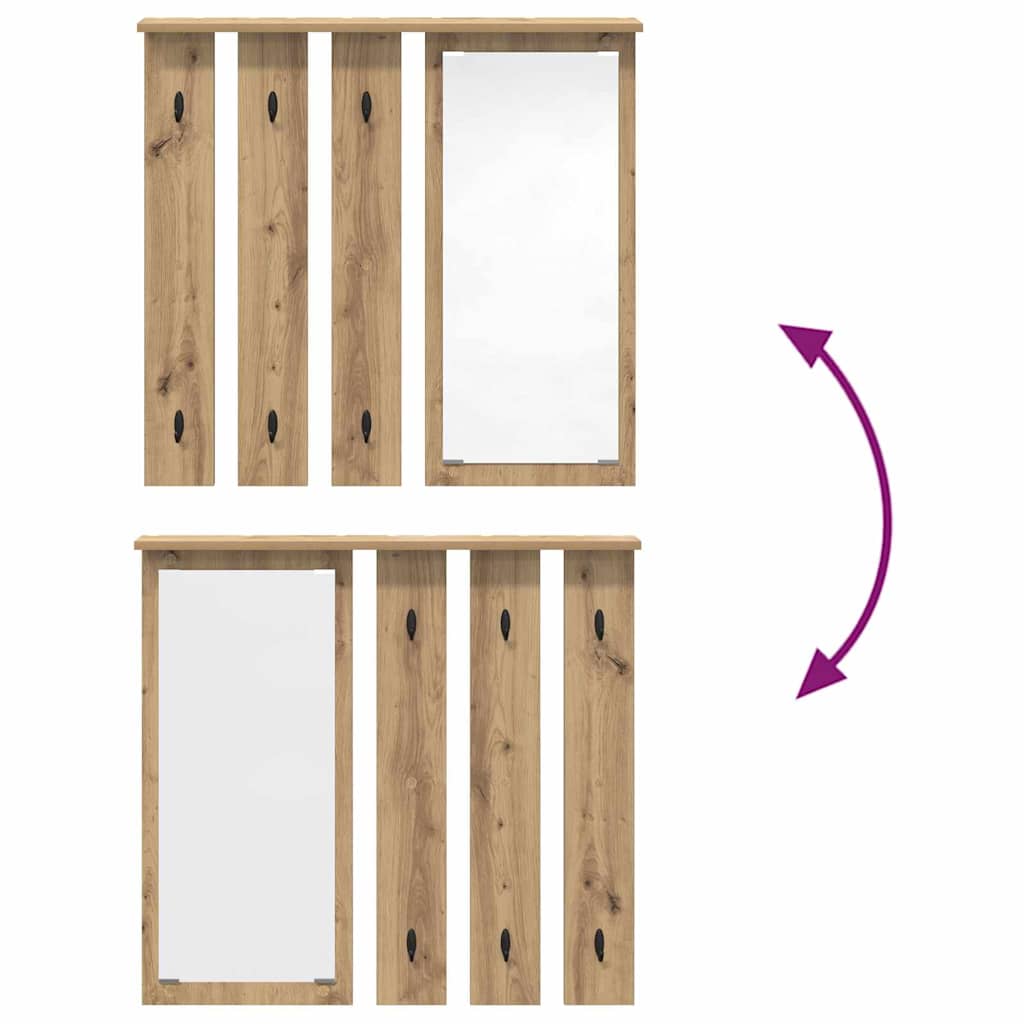 Appendiabiti a muro rovere artigianale 84 x 10 x 80 cm | homemem39