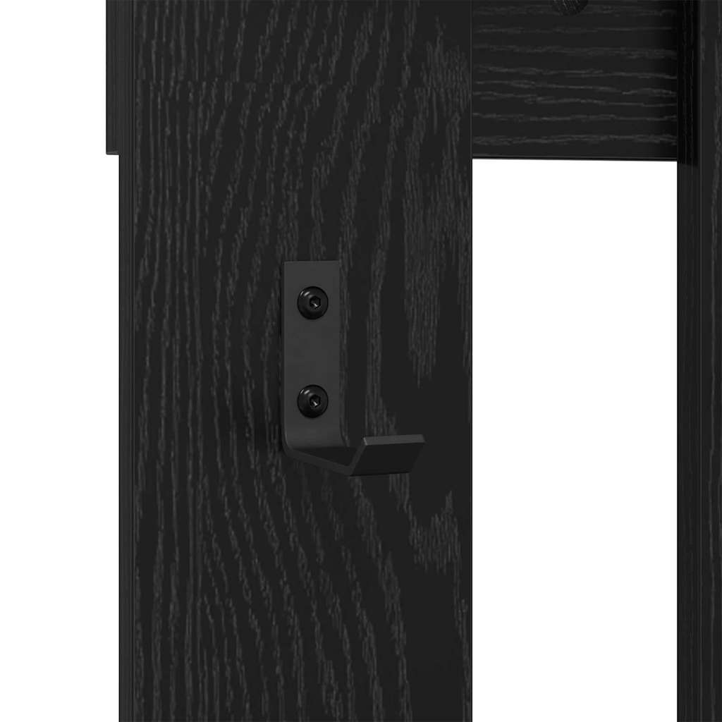 Appendiabiti a muro con specchio Rovere Nero 100 x 10 x 100 cm