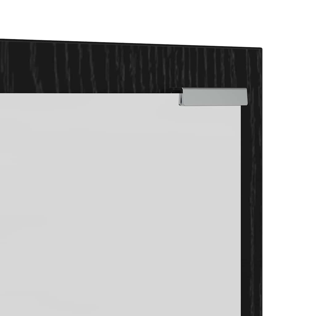 Appendiabiti a muro con specchio Rovere Nero 100 x 10 x 100 cm