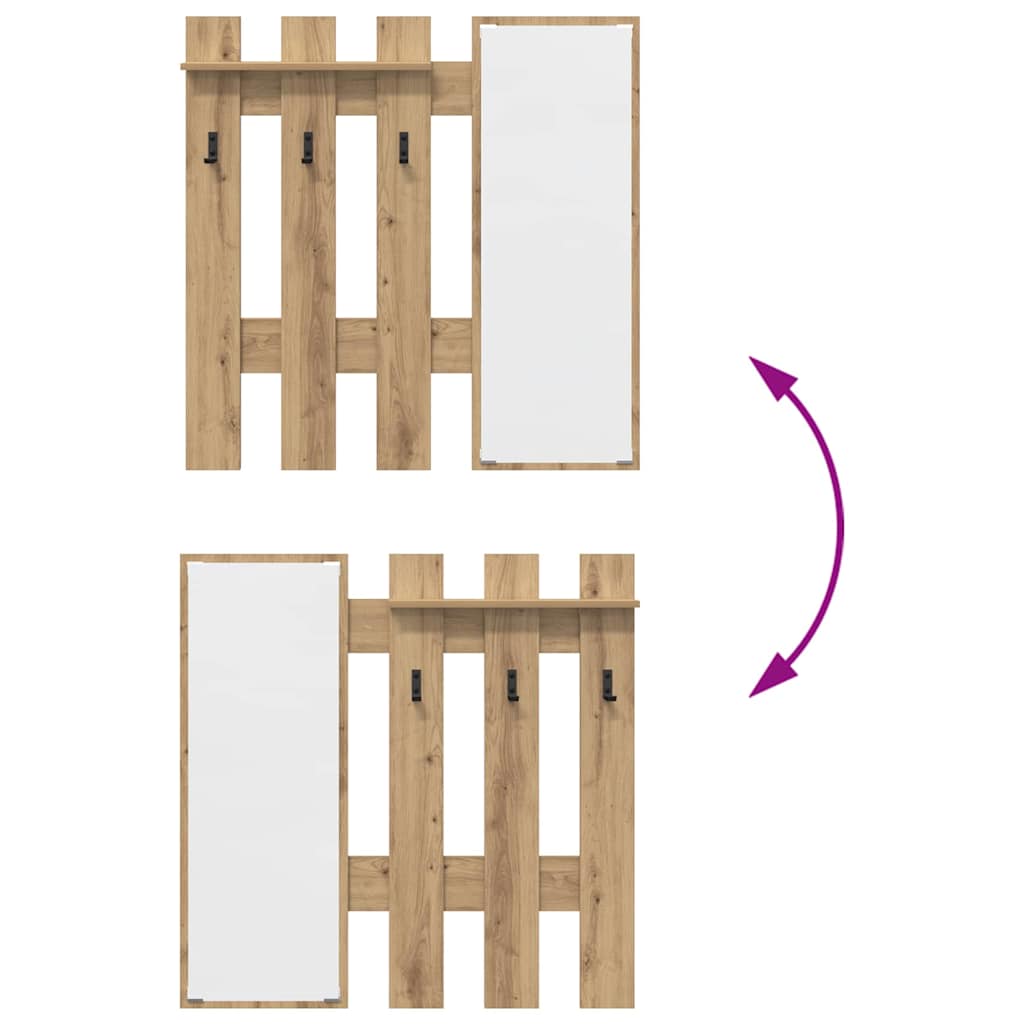 Appendiabiti a muro Rovere artigianale 100 x 10 x 100 cm