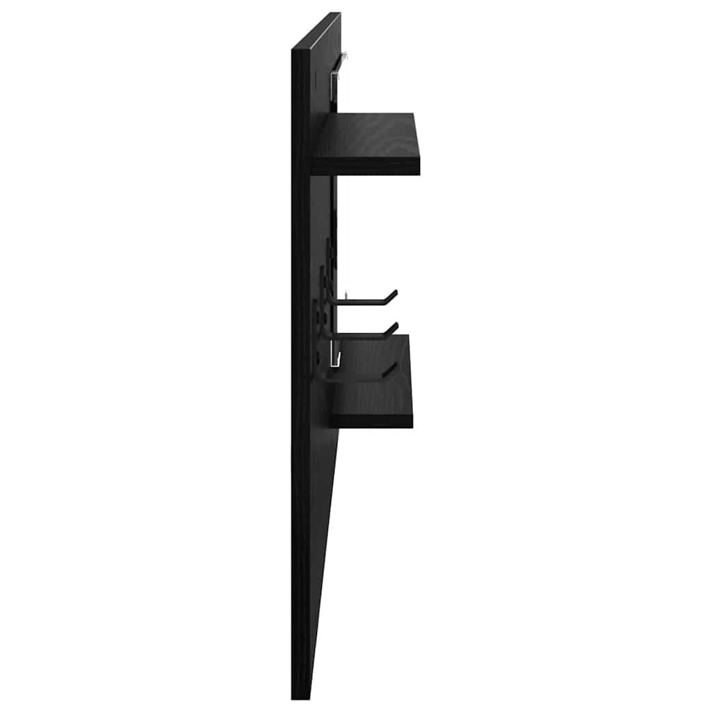 Appendiabiti a muro con lo scaffale Rovere Nero 90 x 10 x 50 cm