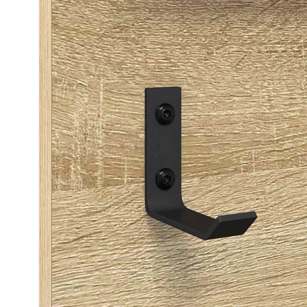 Appendiabiti a muro con specchio Rovere Sonoma 90 x 10 x 50 cm