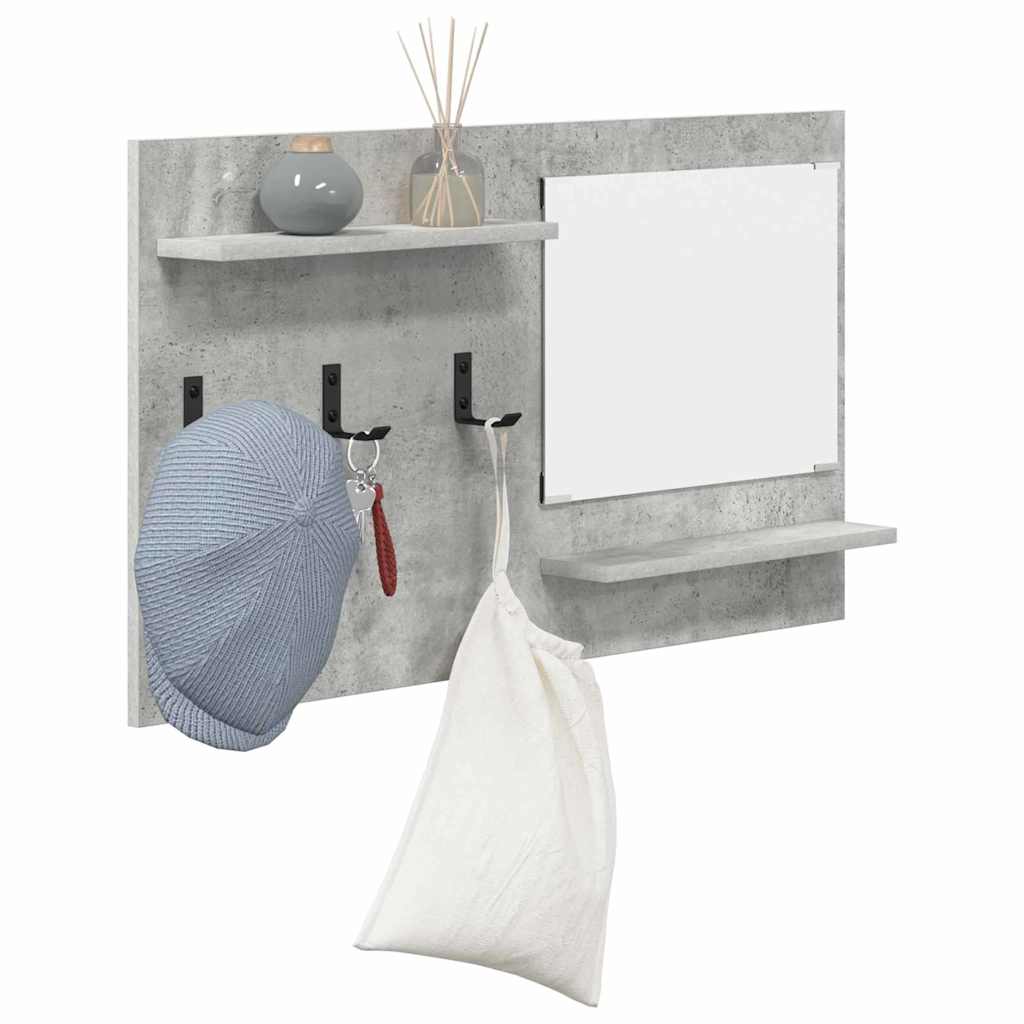 Appendiabiti a muro con specchio Grigio cemento 90 x 10 x 50 cm