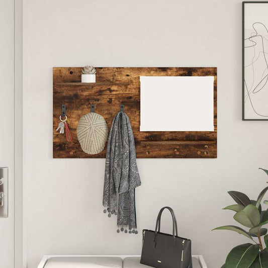 Appendiabiti a muro con lo scaffale Rovere fumé 90 x 10 x 50 cm