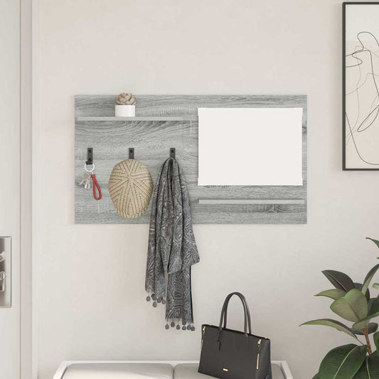 Appendiabiti a muro con specchio Grigio Sonoma 90 x 10 x 50 cm