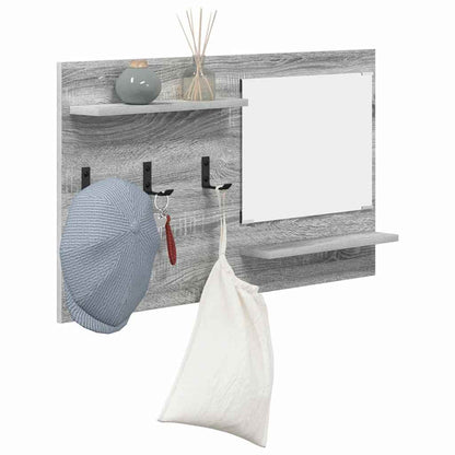Appendiabiti a muro con specchio Grigio Sonoma 90 x 10 x 50 cm