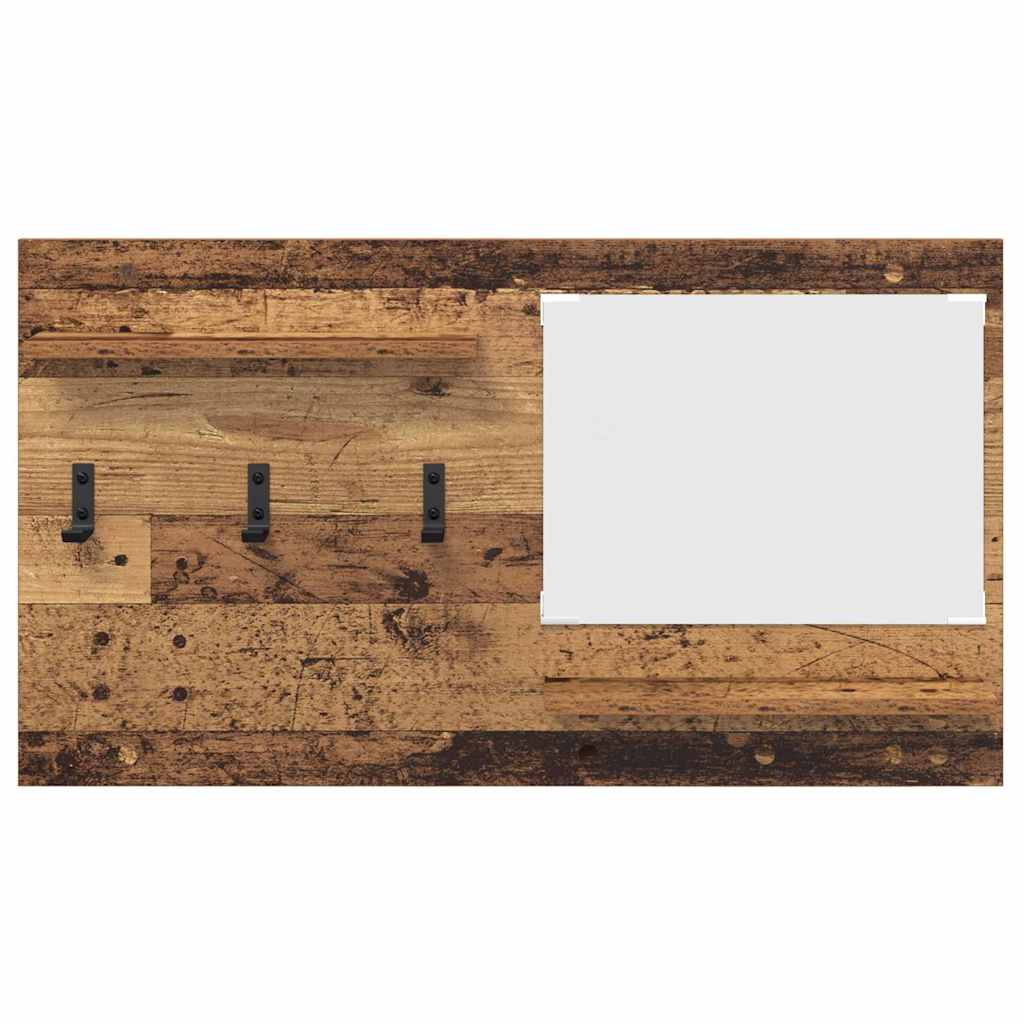 Appendiabiti a muro con specchio Legno vecchio 90 x 10 x 50 cm