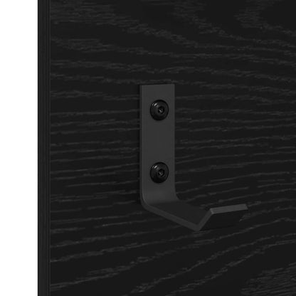 Appendiabiti a muro con lo scaffale Rovere Nero 70 x 10 x 90 cm