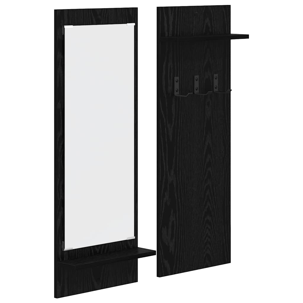 Appendiabiti a muro con lo scaffale Rovere Nero 70 x 10 x 90 cm