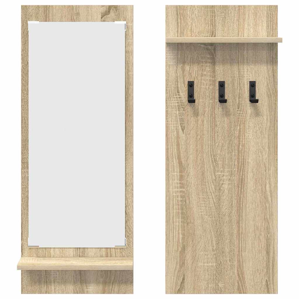 Appendiabiti a muro con specchio Rovere Sonoma 70 x 10 x 90 cm