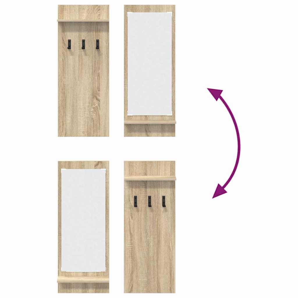 Appendiabiti a muro con specchio Rovere Sonoma 70 x 10 x 90 cm | homemem39