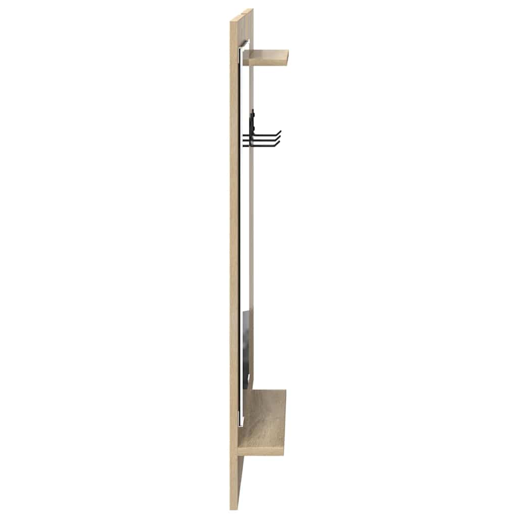 Appendiabiti a muro con specchio Rovere Sonoma 70 x 10 x 90 cm