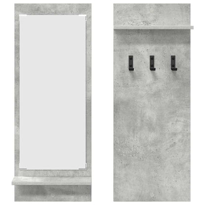 Appendiabiti a muro con specchio Grigio cemento 70 x 10 x 90 cm