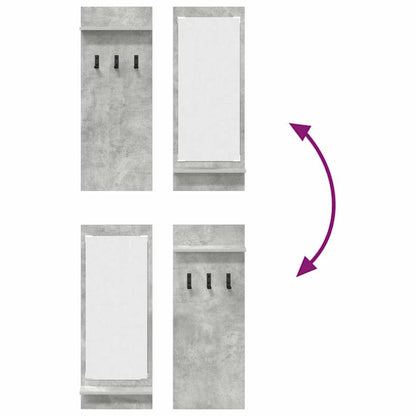 Appendiabiti a muro con specchio Grigio cemento 70 x 10 x 90 cm | homemem39