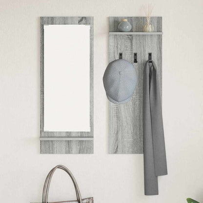 Appendiabiti a muro con specchio Grigio Sonoma 70 x 10 x 90 cm | homemem39