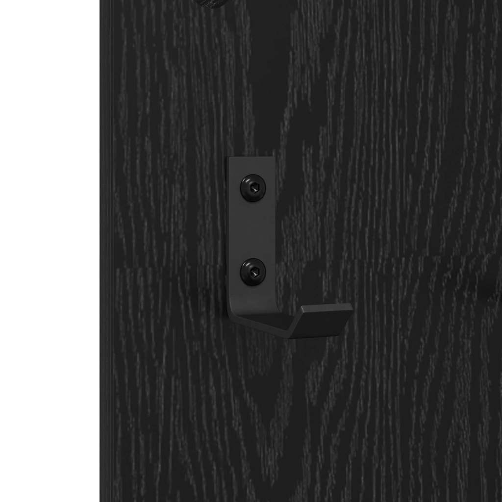 Appendiabiti a muro con specchio Rovere Nero 96 x 1,5 x 90 cm