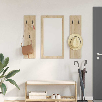 Appendiabiti a muro con specchio Rovere Sonoma 96 x 1,5 x 90 cm