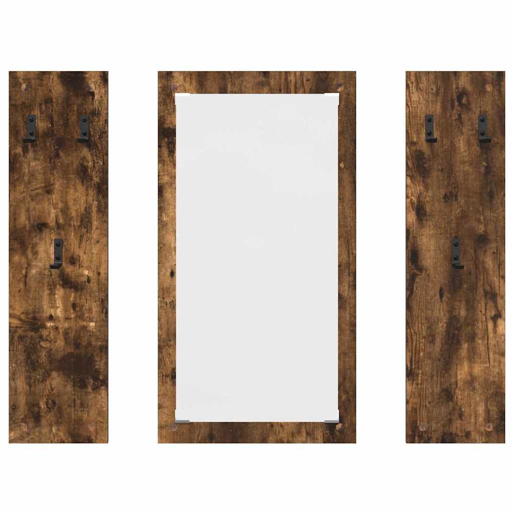 Appendiabiti a muro con specchio Rovere fumé 96 x 1,5 x 90 cm